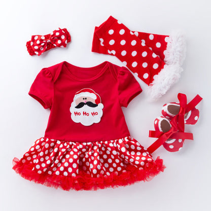 New Christmas Baby Girl Short Sleeve Romper Dress Infant Short Sleeve Jumpsuit Set