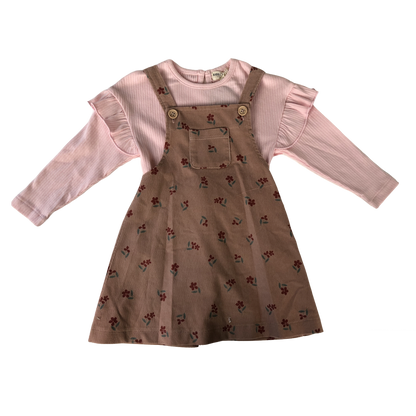 Corduroy overalls for baby girls aged 3-18 months: Corduroy overalls dress, romper &amp; stockings