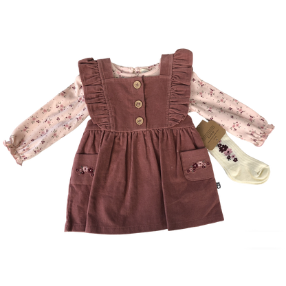 Corduroy overalls for baby girls aged 3-18 months: Corduroy overalls dress, romper &amp; stockings