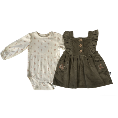 Corduroy overalls for baby girls aged 3-18 months: Corduroy overalls dress, romper &amp; stockings