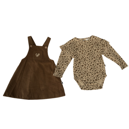 Corduroy overalls for baby girls aged 3-18 months: Corduroy overalls dress, romper &amp; stockings