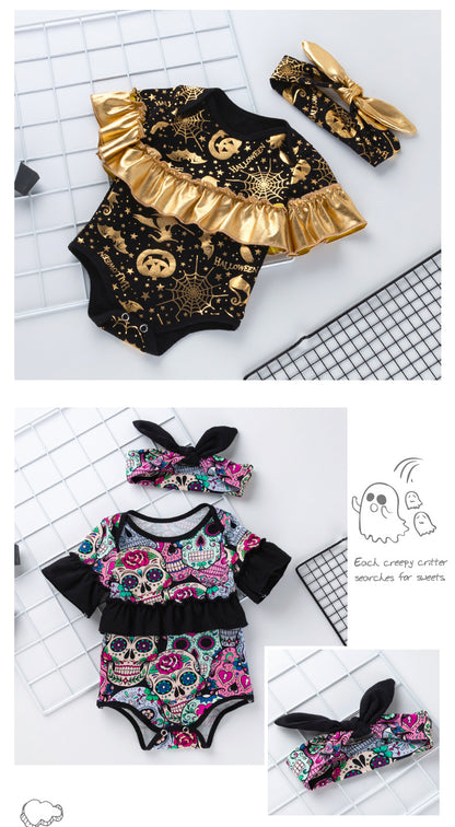 Children's Clothing New Halloween Christmas Baby Clothes Short Sleeve Romper Cartoon Onesie Jumpsuit