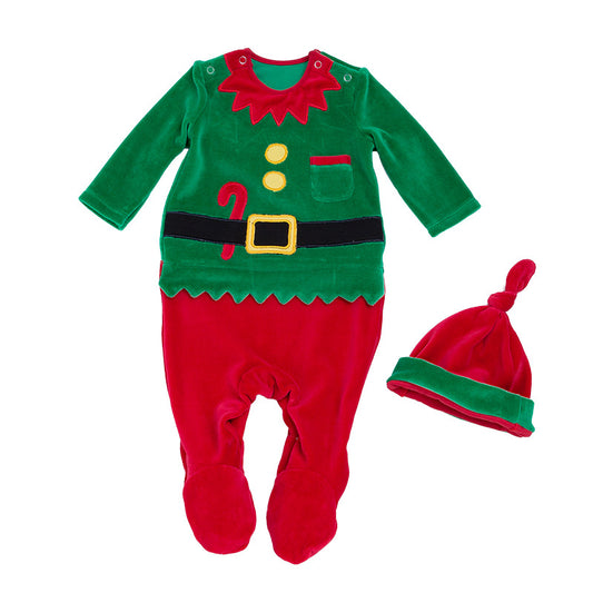 New Spring Autumn Winter Long Sleeve Thickened Fleece Christmas Jumpsuit Warm Romper