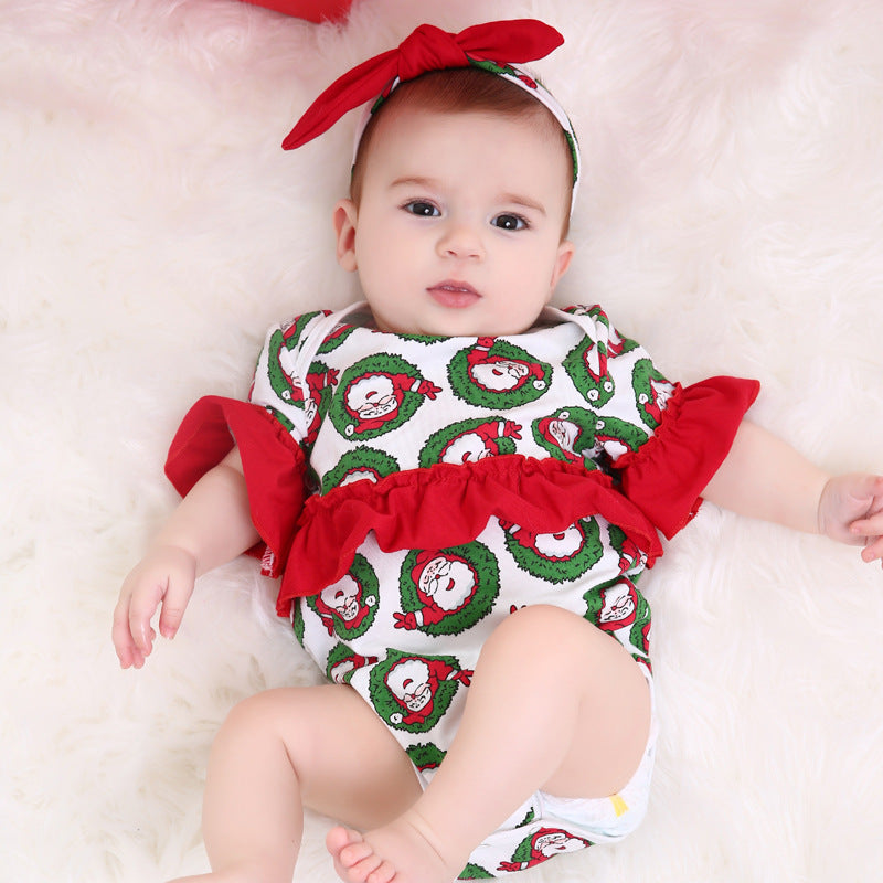 Children's Clothing New Halloween Christmas Baby Clothes Short Sleeve Romper Cartoon Onesie Jumpsuit