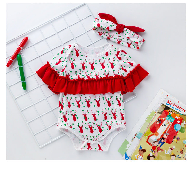 Children's Clothing New Halloween Christmas Baby Clothes Short Sleeve Romper Cartoon Onesie Jumpsuit