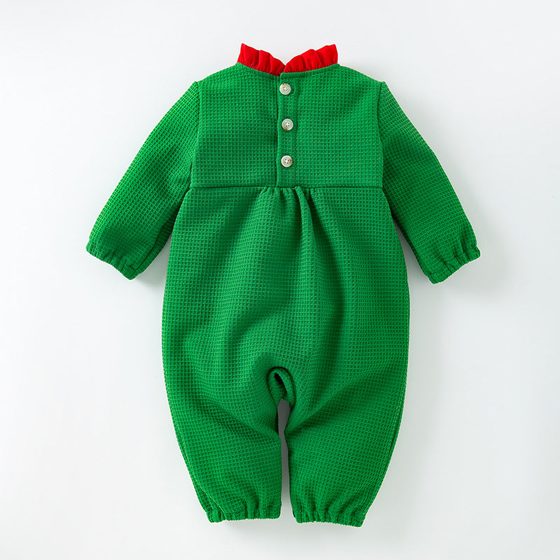 Christmas Baby Jumpsuit Autumn Winter New Long Sleeve Stylish Bow Baby Romper Trendy