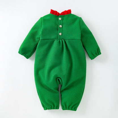 Christmas Baby Jumpsuit Autumn Winter New Long Sleeve Stylish Bow Baby Romper Trendy