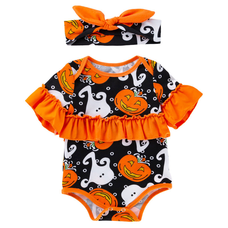 Children's Clothing New Halloween Christmas Baby Clothes Short Sleeve Romper Cartoon Onesie Jumpsuit