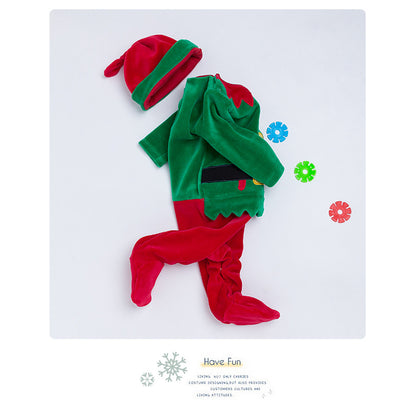 New Spring Autumn Winter Long Sleeve Thickened Fleece Christmas Jumpsuit Warm Romper