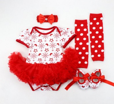 New Christmas Baby Girl Short Sleeve Romper Dress Infant Short Sleeve Jumpsuit Set