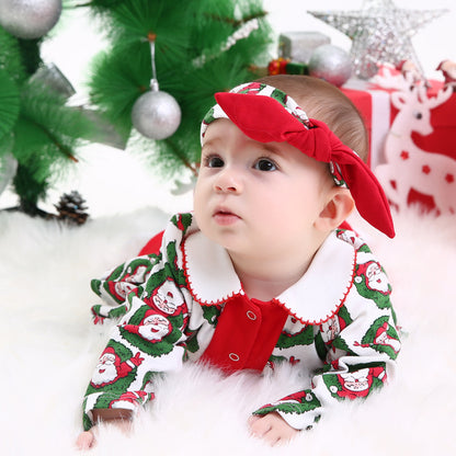 Christmas Baby Autumn Winter Jumpsuit Baby Clothes Baby Romper Long Sleeve Jumpsuit Open Crotch Crawling Suit