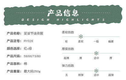 New Spring Autumn Winter Long Sleeve Thickened Fleece Christmas Jumpsuit Warm Romper