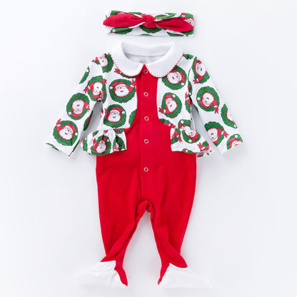 Christmas Baby Autumn Winter Jumpsuit Baby Clothes Baby Romper Long Sleeve Jumpsuit Open Crotch Crawling Suit