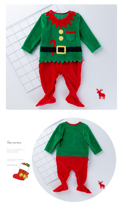 New Spring Autumn Winter Long Sleeve Thickened Fleece Christmas Jumpsuit Warm Romper