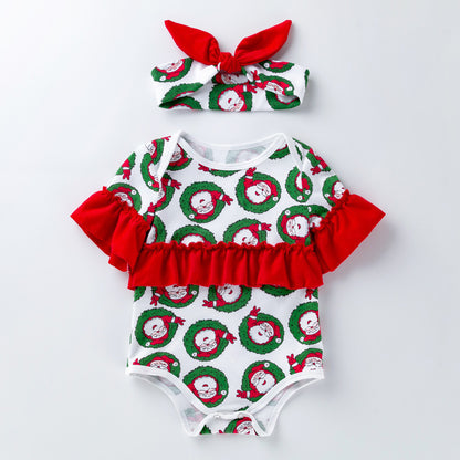 Children's Clothing New Halloween Christmas Baby Clothes Short Sleeve Romper Cartoon Onesie Jumpsuit