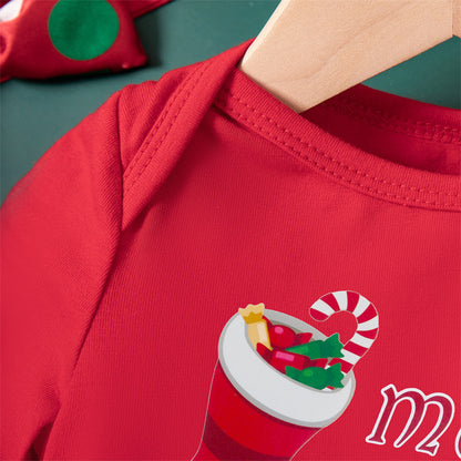 2025 Autumn/Winter New Christmas Long-Sleeved Romper, Puffy Princess Dress, Headband Two-Piece Set