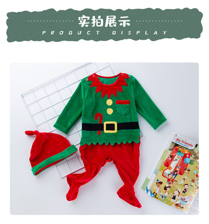 New Spring Autumn Winter Long Sleeve Thickened Fleece Christmas Jumpsuit Warm Romper