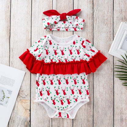 Children's Clothing New Halloween Christmas Baby Clothes Short Sleeve Romper Cartoon Onesie Jumpsuit