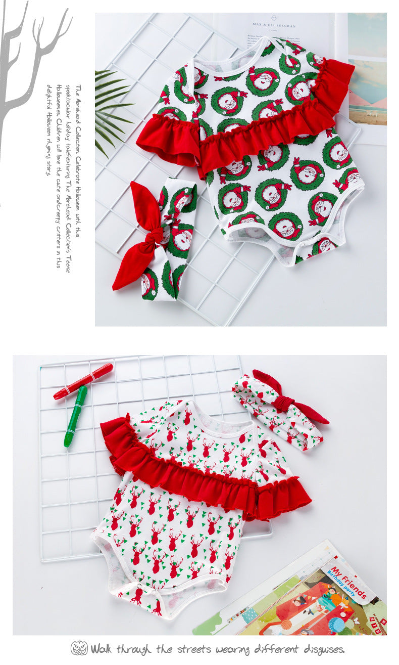 Children's Clothing New Halloween Christmas Baby Clothes Short Sleeve Romper Cartoon Onesie Jumpsuit