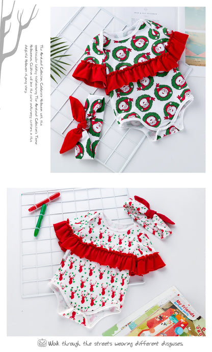 Children's Clothing New Halloween Christmas Baby Clothes Short Sleeve Romper Cartoon Onesie Jumpsuit