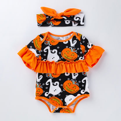Children's Clothing New Halloween Christmas Baby Clothes Short Sleeve Romper Cartoon Onesie Jumpsuit