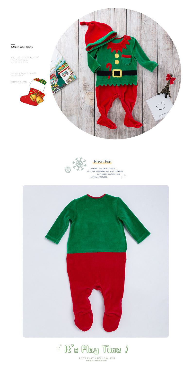 New Spring Autumn Winter Long Sleeve Thickened Fleece Christmas Jumpsuit Warm Romper