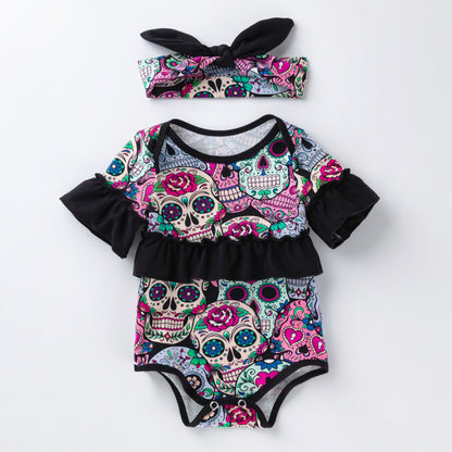 Children's Clothing New Halloween Christmas Baby Clothes Short Sleeve Romper Cartoon Onesie Jumpsuit