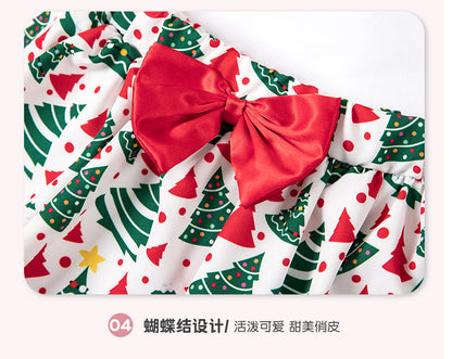 New Autumn and Winter Girls' Long Sleeve Round Neck Flutter Sleeve Sweatshirt Printed Skirt Two-Piece Set