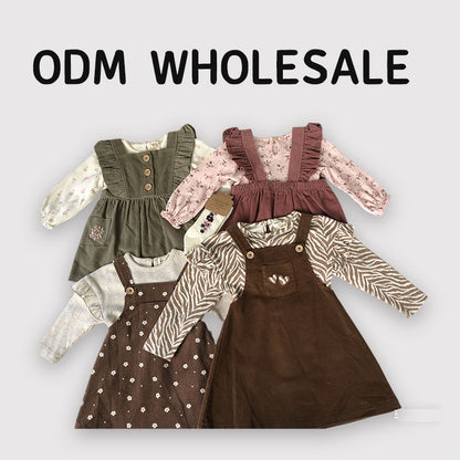 Corduroy overalls for baby girls aged 3-18 months: Corduroy overalls dress, romper &amp; stockings